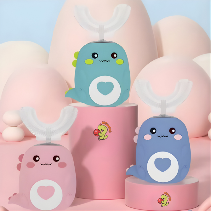 Two cartoon-style whale figurines with antlers on pink stands against a light blue background.