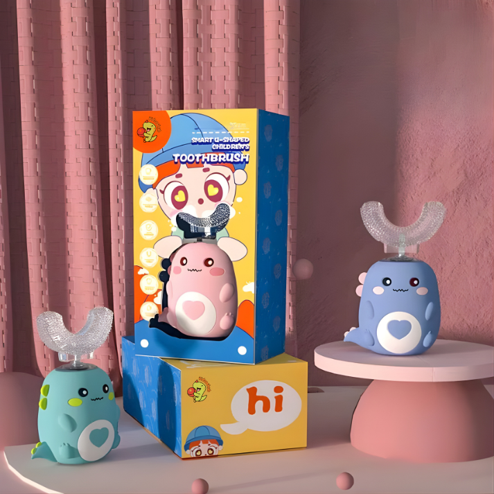 360° Ultrasonic U‑Shaped Kids Toothbrush