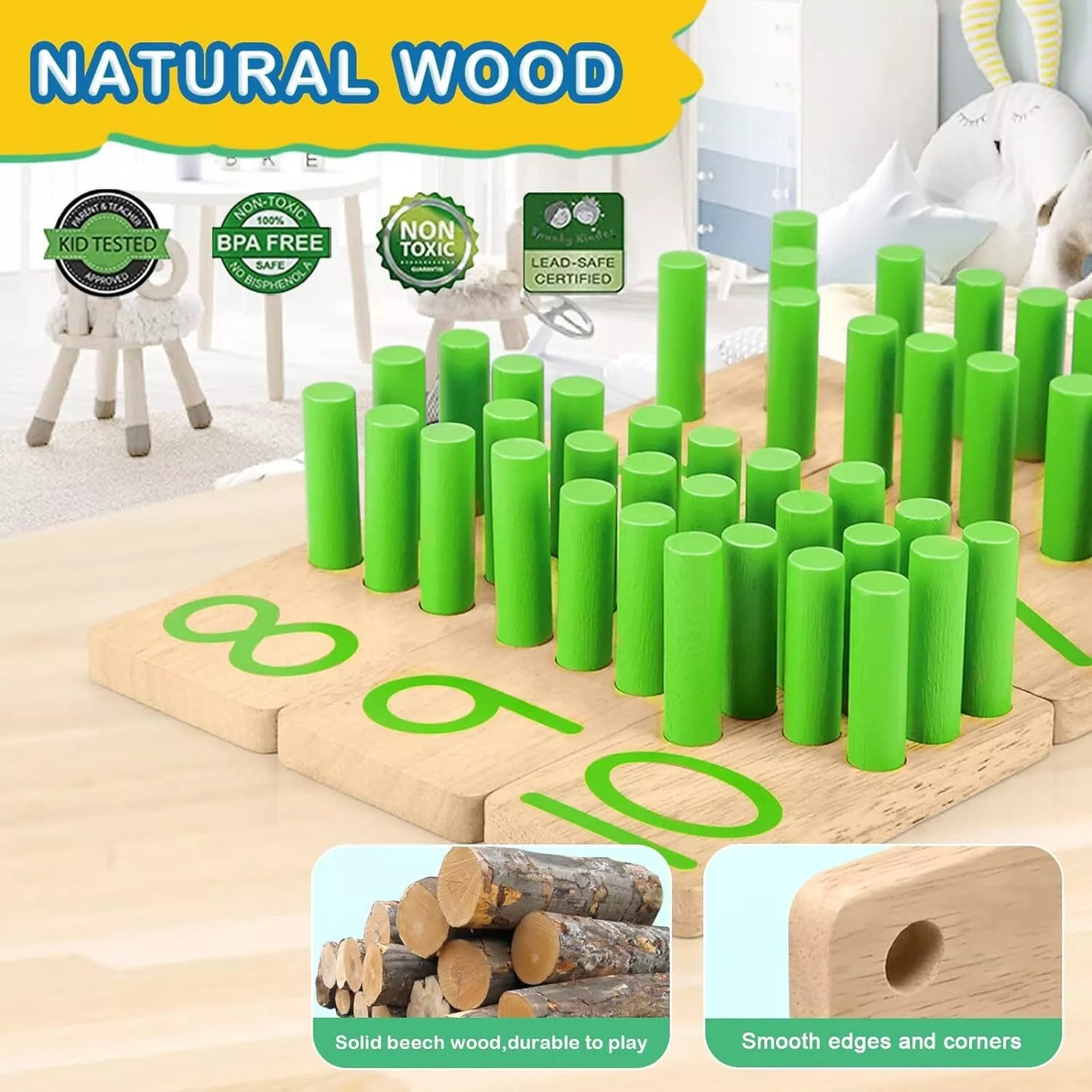 Montessori Wooden Counting Peg - Number Counting Stick Board